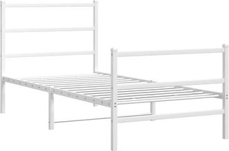 vidaXL Estructura Cama Sin Colch&oacute;n Con Estribo Metal Blanco 90x190 Cm Vidaxl