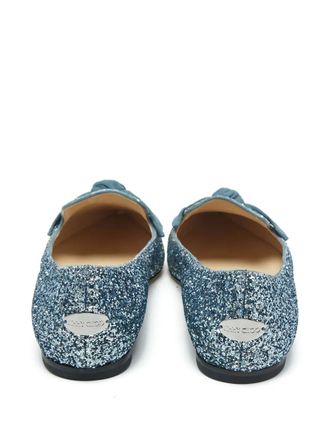 Jimmy Choo London Gabie glitter bow-detail ballet flats - Silver