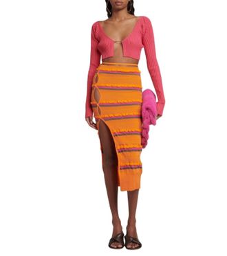 Jacquemus La Maille Pralu Cropped Cardigan In Pink