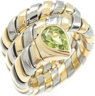 Bulgari Silver Yellow Gold Yellow Gold (18K) Stainless Steel Band Ring (Pre-Owned)