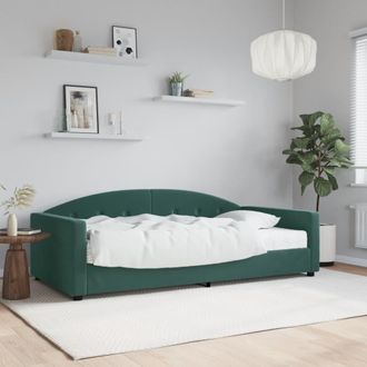 vidaXL Sof&aacute; Cama Con Colch&oacute;n Terciopelo Verde Oscuro 100x200 Cm Vidaxl