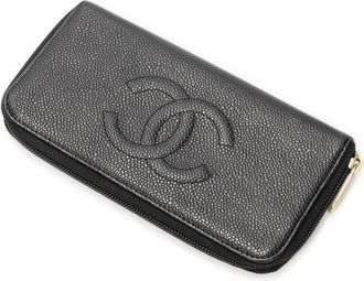 Chanel Pre-owned Womens Timeless Zip Around Wallet - Black - One Size