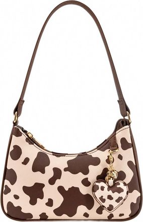 Like Dreams Sutton Cow Print Shoulder Bag In Brown And Beige