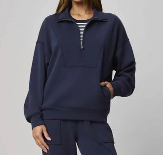 Splendid Scubasoft Quarter-Zip Sweatshirt In Navy