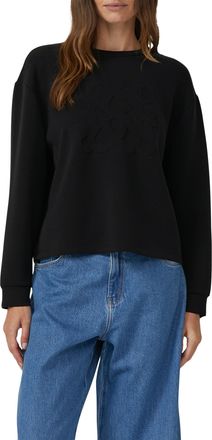 s.Oliver Sweatshirt S.OLIVER, Damen, Gr. 34, schwarz, Sweatware, Obermaterial: 47% Modal, 41% Polyester, 12% Elasthan, unifarben, relaxed fit normal, Rundhals,