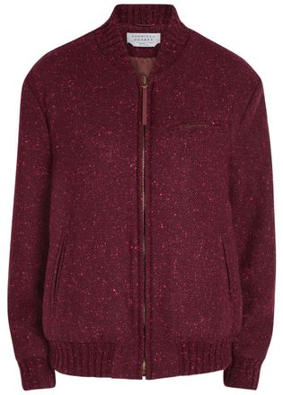 Gabriela Hearst Winslow Speckled Wool-blend Bomber Jacket - Bordeaux - 44 (UK12 / M)