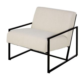 Maisons du monde Sill&oacute;n de algod&oacute;n beige y patas de acero negro