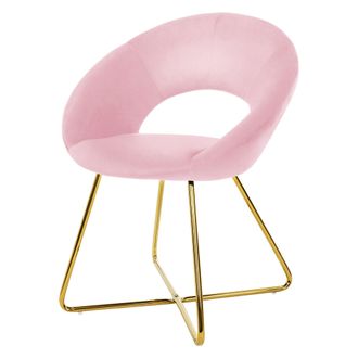 ML Design Ml-design - Silla De Comedor Rosa Asiento Ergon&oacute;mico Curvado Tapizado De Terciopelo Con Patas De Metal Dorado Sill&oacute;n De Dise&ntilde;o Moderno Para Mesa De Sa