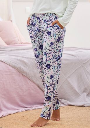 s.Oliver Pyjamahose S.OLIVER, Damen, Gr. 32/34, N-Gr, rosa (grau, rosa, gebl&uuml;hmt), Single Jersey, Obermaterial: 50% Baumwolle, 50% Viskose, gebl&uuml;mt, Basic, Bas