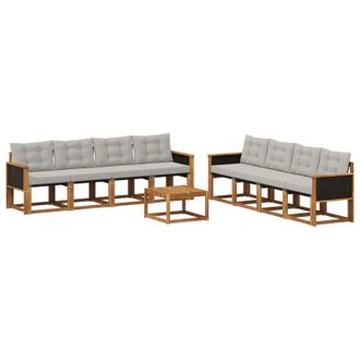 vidaXL Conjunto De Sof&aacute;s De Exterior 9 Pcs Natural Y Gris Claro Vidaxl