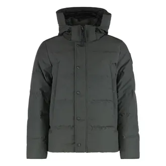 Canada Goose Down Jackets, male, Green, Size: 2XL Wyndham Parka Black Label