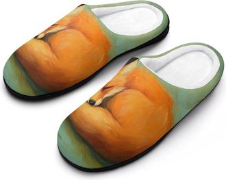 Generic Curled Up Fox Slippers Men Winter Warm Cotton Anti-Slip Indoor Slip-Ons House Shoes