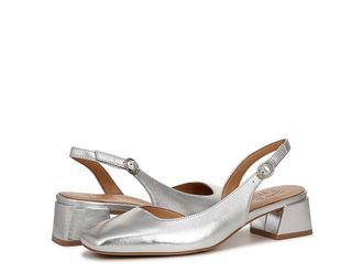 Naturalizer Jayla Low Heel Slingback Dress Shoes Womens Sandals Silver Leather : 10.5 M (B)