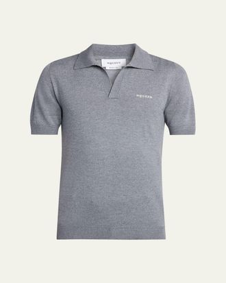 Alexander McQueen Mens Wool Knit Johnny Collar Short-Sleeve Polo Sweater