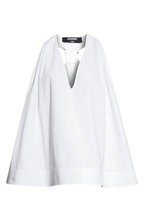 Jacquemus Le Haut Norma Cotton Trapeze Top in White at Nordstrom, Size 2