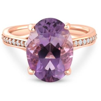 Pompeii3 4 1/5Ct TW Amethyst & Diamond Ring in White, Yellow, or Rose Gold