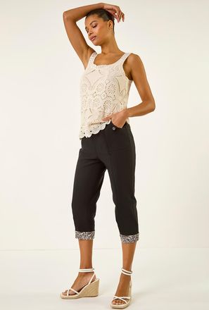 Roman Contrast Trim Cropped Trouser