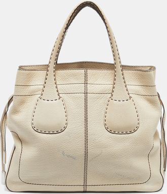 Tod's Tods Beige Leather Restyling D Bag Media Tote