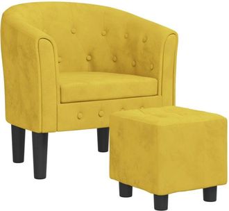 vidaXL Sillón con taburete terciopelo amarillo vidaXL