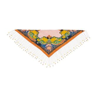 Etro Paisley-print Beaded-Fringe Scarf - female - Etro - Silk Scarves - Multicolor - ONE SIZE - Accessories