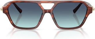 Tiffany & Co. 58mm Square Sunglasses in Ruby Striped Havana /Azure at Nordstrom