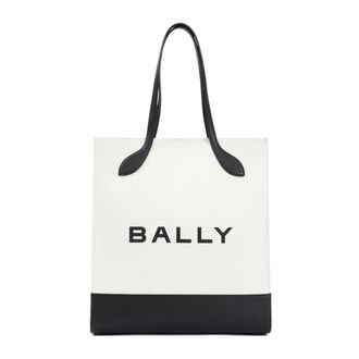 Bally White And Black Logo Shopping Bag