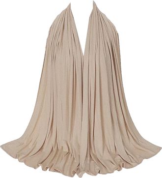 Generic Breathable Jersey Headscarf for Women - Soft Elastic Solid Color Hijab Scarf, Large Size, Lightweight Rayon Cotton Blend, Ideal for Daily Wear (Beige,