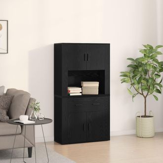 Berkfield Home Highboard Black Oak 80x33x150 cm Engineered Wood | Size: 80 x 33 x 150 cm