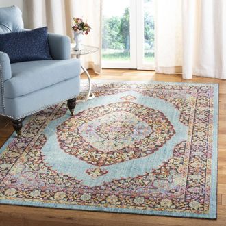 Safavieh Provance Machine Made Area rug, Aqua / Black Traditional Style Easy Care