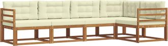 vidaXL Conjunto De Sof&aacute;s De Exterior 5 Uds. Natural Y Crema Vidaxl