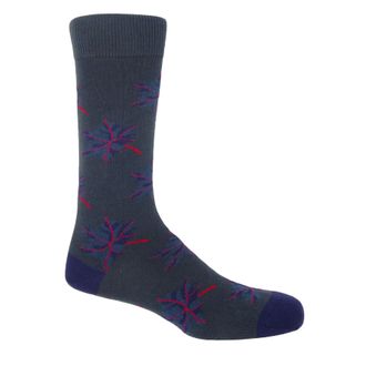 Peper Harow Autumn Leaf Mens Socks - Navy