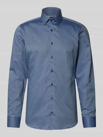 Eterna Slim Fit Businesshemd aus Uni Struktur in Bleu, Größe 41