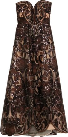 Elie Saab Maxi-jurk verfraaid met pailletten - Bruin