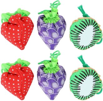 OSALADI 6pcs Foldable Fruit Shape Shopping Bags Set, Waterproof Creative Storage Pouches for Grocery, Reusable Foldaway Tote Bags for Home and Travel Random S