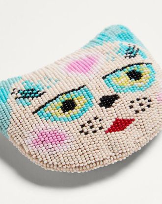 Valentino Garavani Spilla Le Chat De La Maison In Tessuto Jaquard E Ricamo Perline In Resina Donna MULTICOLOR UNI