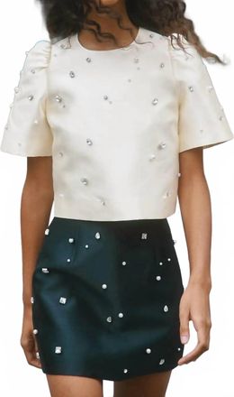 Hunter Bell Olivia Cropped Crewneck Top In Ivory