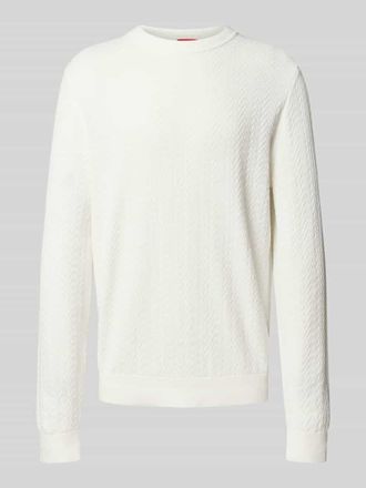 HUGO BOSS Regular Fit Strickpullover aus reiner Baumwolle Modell SIMO in Weiss, Gr&ouml;&szlig;e XL