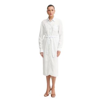 Patrizia Pepe Kleedjes, Dames, Wit, L, Lange overhemdjurk