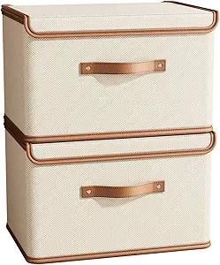 OEM Paquete De 2 Cajas De Almacenamiento Con Tapa, Contenedor Organizador De Armario Plegable, Caja De Almacenamiento De Tela Con Asa, Caja De Almacenamie