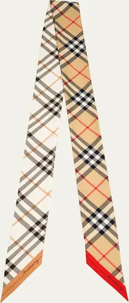 Burberry Skinny Contrast Check Silk Scarf