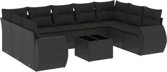 vidaXL Vidaxl - Set De Sof&aacute;s De Jard&iacute;n 10 Pzas Cojines Rat&aacute;n Sint&eacute;tico Negro