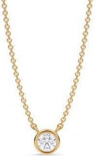 Allurez Round Lab Diamond Solitaire Pendant Necklace 14K Yellow Gold (0.25ct)