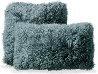 Frontgate Mongolian Fur Decorative Pillow Cover - Black, 13 x 22 Lumbar Black, Individual - Frontgate