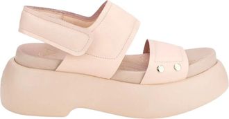 AGL Beige Puffy Platte Sandalen - Dames - Sandalen - Beige - 39 EU - Leer - Schoenen