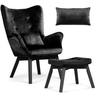 OEM Sofatel Sill&oacute;n Orejero N&oacute;rdico Con Reposapi&eacute;s, Negro