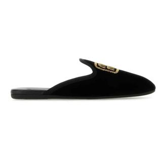 Miu Miu Logo Geborduurd Slip-On Muiltjes - Dames - Slip ons - Zwart - 35 EU - Leer - Schoenen