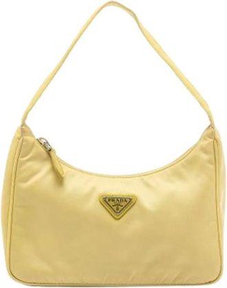 Prada Pre-owned Shoulder Bags, female, Yellow, Size: ONE SIZE Pre-owned Nylon Shoulder Bag