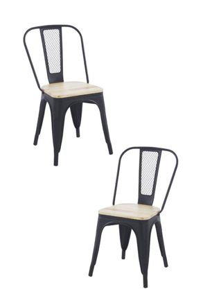 Regalos Miguel Packs Sillas Comedor - Pack 2 Sillas Valix Madera Natural - Negro Mate