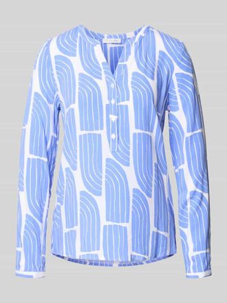 Christian Berg Wellen-Print Schlupfbluse aus Viskose in Blau, Gr&ouml;&szlig;e 34