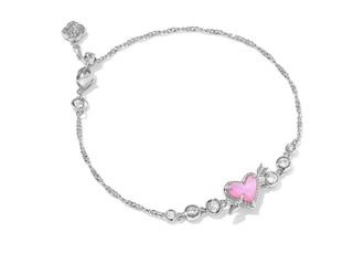 Kendra Scott Ari Heart Arrow Tennis Womens Bracelet Womens Bracelet Silver Pink Opalescent Resin, Brass/Cubic Zirconia/Rhodium-Plated